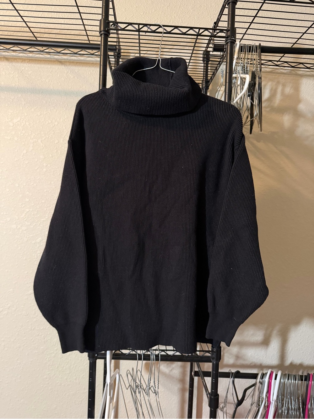 Free People Black Turtleneck Ribbed Sweater